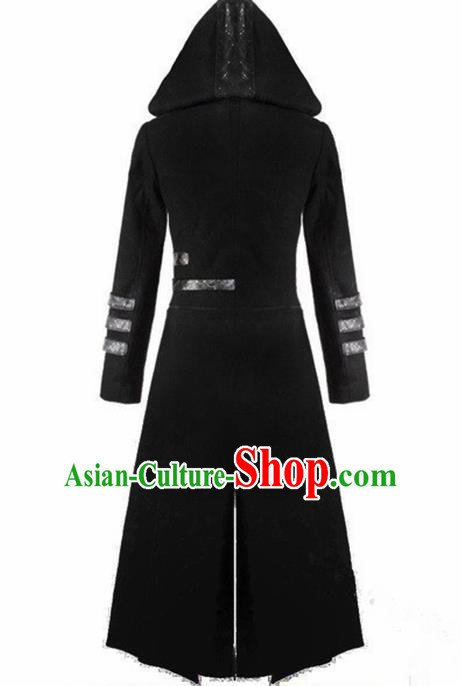 European Medieval Traditional Costume Europe Court Black Coat for Men