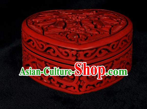 Traditional Chinese Handmade Lacquerware Carving Peony Box Craft Rouge Box