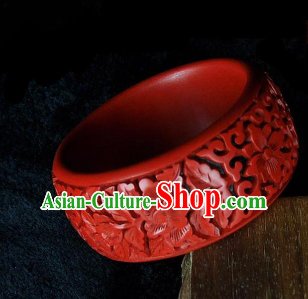 Traditional Chinese Handmade Bracelet Lacquerware Carving Bangle Craft