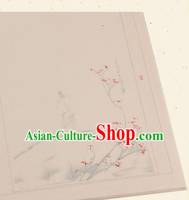 Traditional Chinese Classical Plum Blossom Pattern Light Brown Paper Handmade Calligraphy Xuan Paper Craft