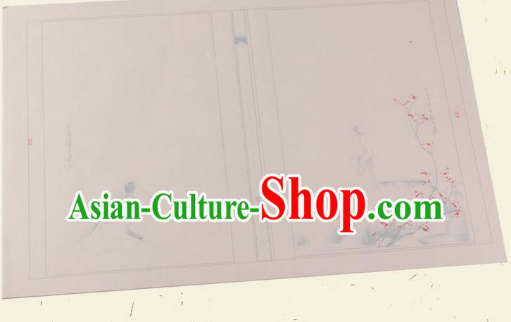 Traditional Chinese Classical Plum Blossom Pattern Light Brown Paper Handmade Calligraphy Xuan Paper Craft