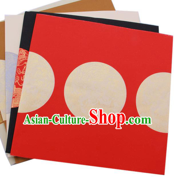 Traditional Chinese Classical Dragon Phoenix Pattern Red Scroll Paper Handmade Calligraphy Seven Characters Couplet Xuan Paper Craft
