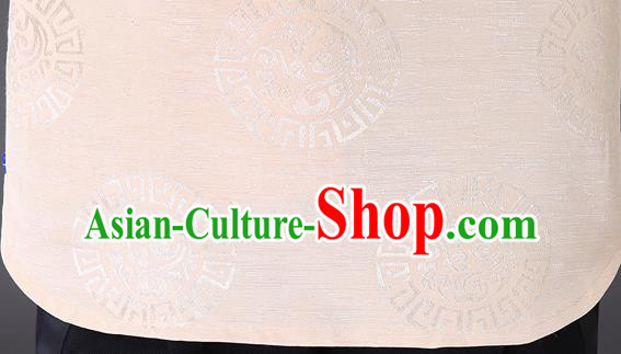 Chinese Traditional Mongol Minority Costume Ethnic Men Shirt Garment Mongolian Beige Jacket