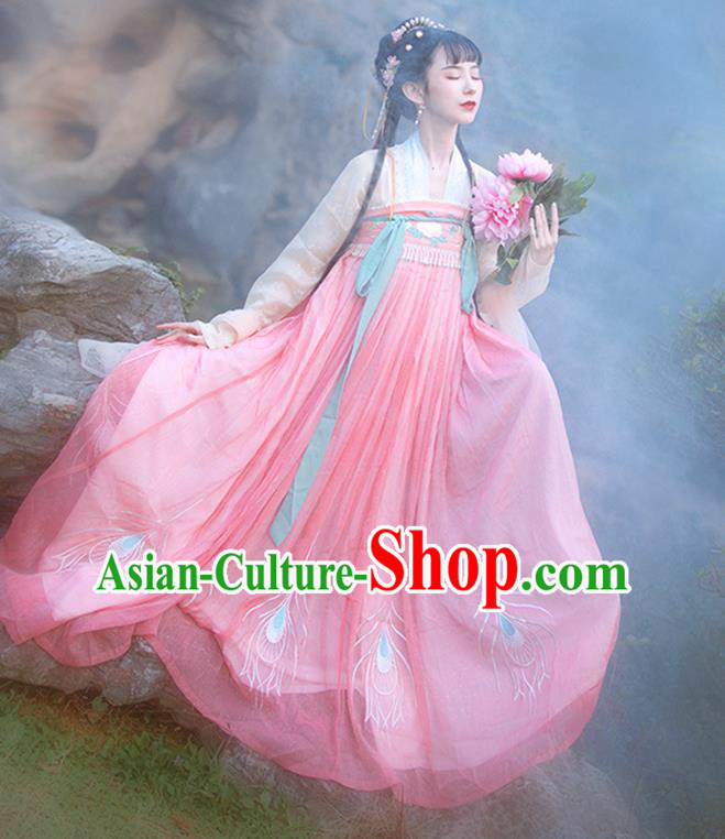 Chinese Ancient Peri Costumes Traditional Hanfu Dress Tang Dynasty Princess Garment