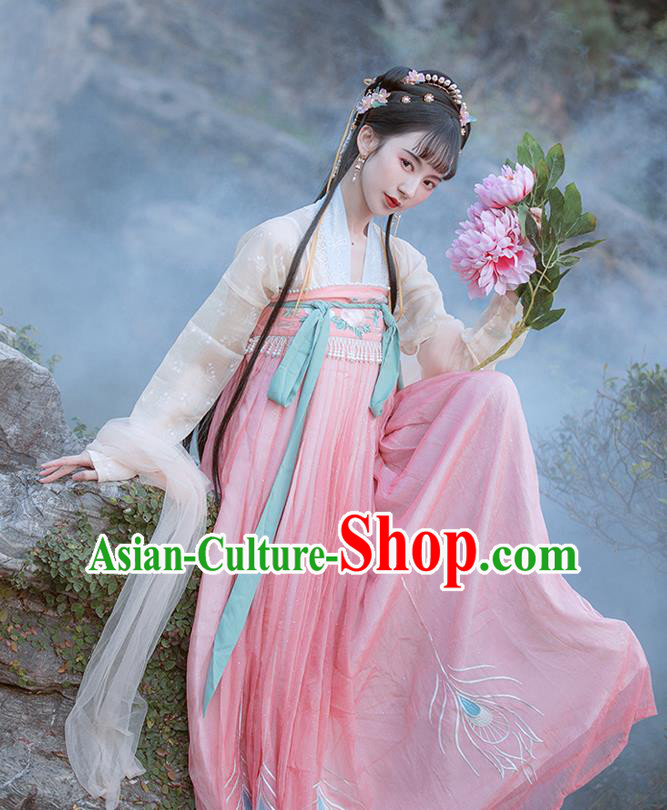 Chinese Ancient Peri Costumes Traditional Hanfu Dress Tang Dynasty Princess Garment