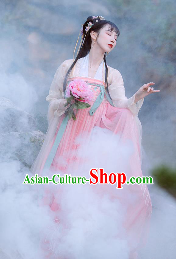 Chinese Ancient Peri Costumes Traditional Hanfu Dress Tang Dynasty Princess Garment