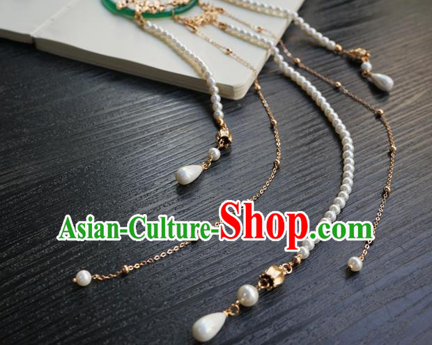 Handmade Chinese Women Jade Waist Accessories Classical Hanfu Pearls Tassel Belt Pendant