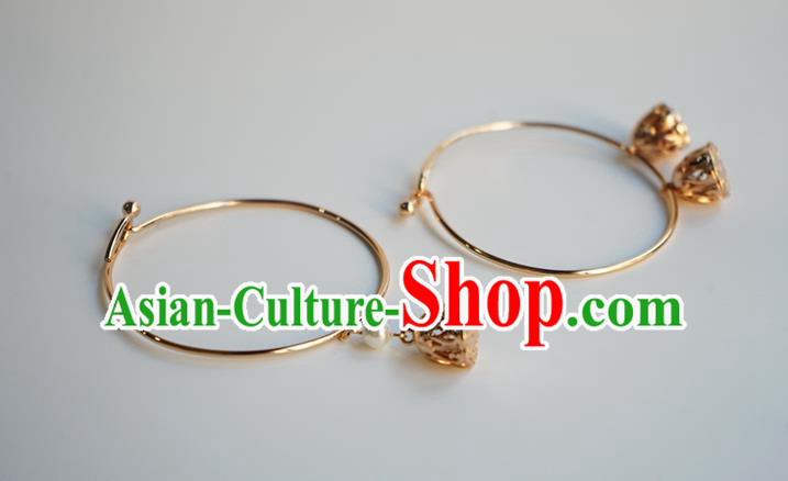Chinese Classical Lotus Seedpod Bracelet Jewelry Accessories Ancient Hanfu Golden Bangle