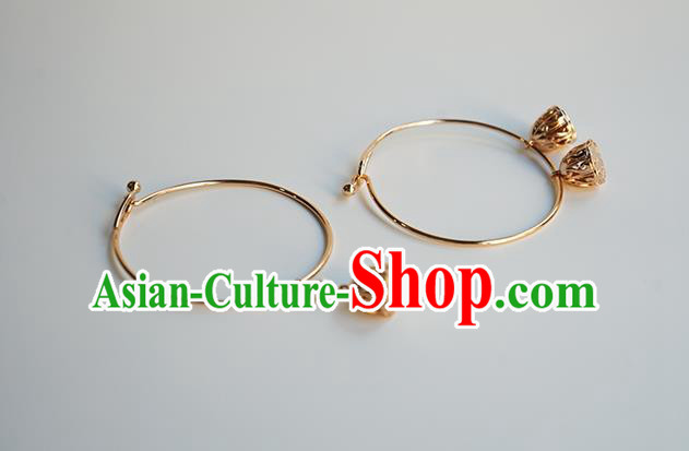 Chinese Classical Lotus Seedpod Bracelet Jewelry Accessories Ancient Hanfu Golden Bangle