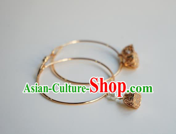 Chinese Classical Lotus Seedpod Bracelet Jewelry Accessories Ancient Hanfu Golden Bangle