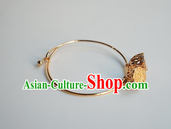 Chinese Classical Lotus Seedpod Bracelet Jewelry Accessories Ancient Hanfu Golden Bangle