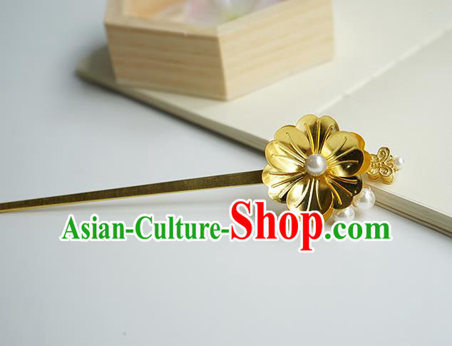 Chinese Hanfu Classical Hair Accessories Handmade Ancient Tang Dynasty Princess Golden Hairpins for Women