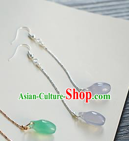 Handmade Chinese Cheongsam Ear Accessories Ancient Women Hanfu Classical Blue Earrings