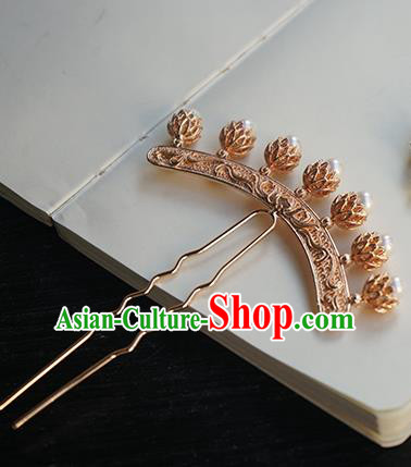 Chinese Classical Hanfu Golden Hair Accessories Handmade Ancient Tang Dynasty Imperial Concubine Hairpin for Women