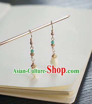 Handmade Chinese Cheongsam Ear Accessories Ancient Women Hanfu Classical White Magnolia Earrings