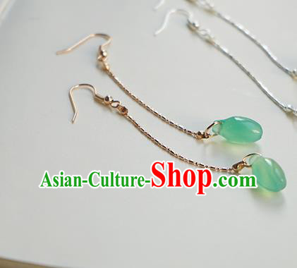 Handmade Chinese Cheongsam Ear Accessories Ancient Women Hanfu Classical Green Earrings