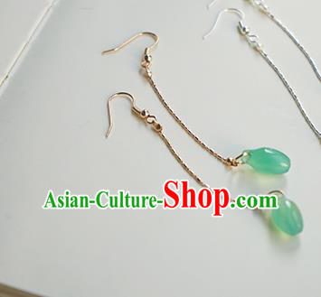 Handmade Chinese Cheongsam Ear Accessories Ancient Women Hanfu Classical Green Earrings