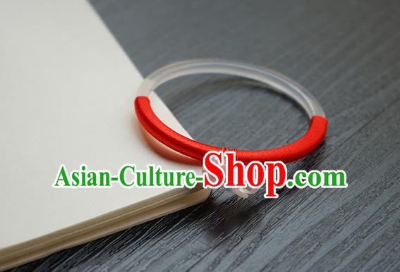 Chinese Classical White Chalcedony Bracelet Jewelry Accessories Ancient Hanfu Convallaria Bangle