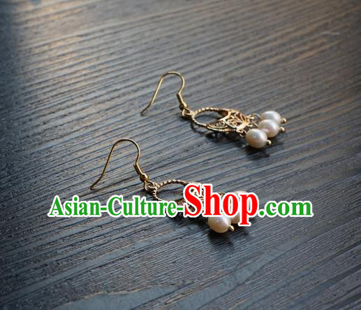 Handmade Chinese Ear Accessories Ancient Women Hanfu Eardrop Classical Cheongsam Pearls Tassel Earrings