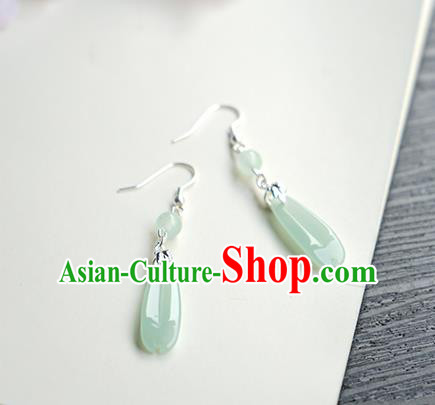 Handmade Chinese Green Flower Petal Ear Accessories Ancient Women Hanfu Classical Cheongsam Earrings