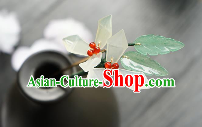 Chinese Classical White Flowers Hair Clip Hair Accessories Handmade Ancient Hanfu Hairpin for Women