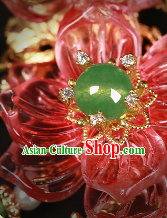 Chinese Handmade Hanfu Red Flowers Necklet Classical Jewelry Accessories Necklace for Women