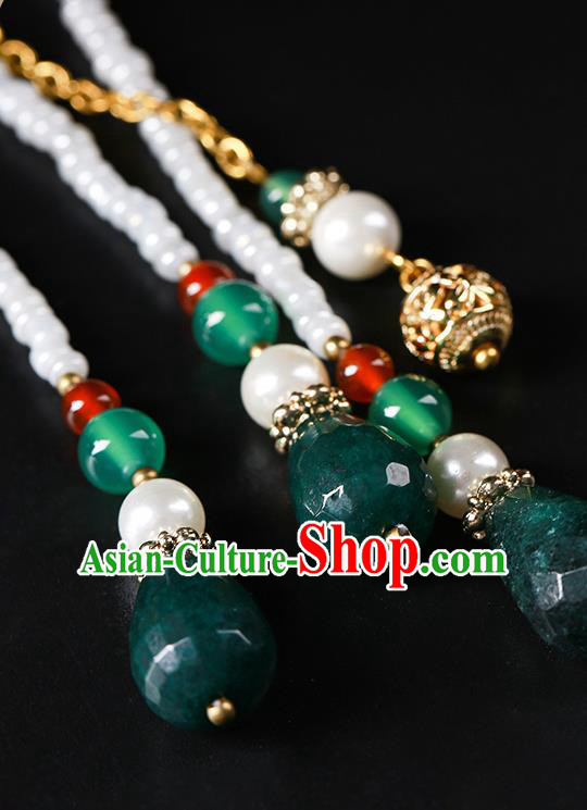 Chinese Classical Jade Carving Waist Accessories Ancient Princess Hanfu Beads Tassel Belt Pendant