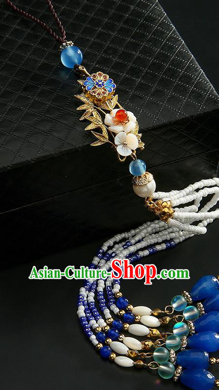 Chinese Classical Hanfu Golden Bamboo Leaf Waist Accessories Ancient Princess Beads Tassel Belt Pendant