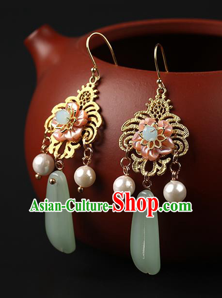Handmade Chinese Bride Ear Accessories Classical Eardrop Ancient Women Hanfu Earrings