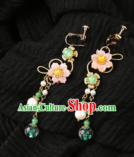 Handmade Chinese Flowers Ear Accessories Classical Eardrop Ancient Women Hanfu Beads Tassel Earrings