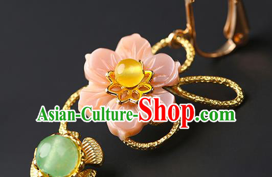 Handmade Chinese Flowers Ear Accessories Classical Eardrop Ancient Women Hanfu Beads Tassel Earrings