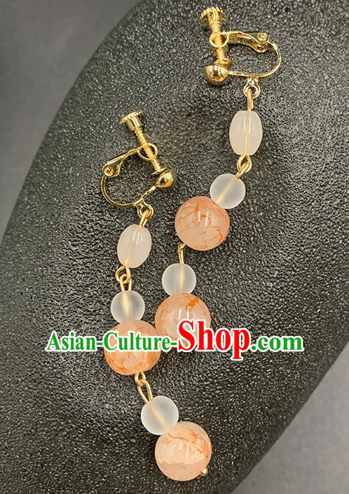 Handmade Chinese Orange Beads Ear Accessories Classical Eardrop Ancient Women Hanfu Earrings
