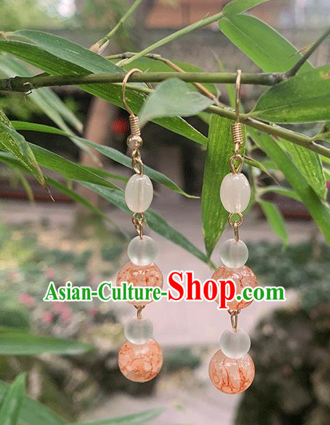 Handmade Chinese Orange Beads Ear Accessories Classical Eardrop Ancient Women Hanfu Earrings