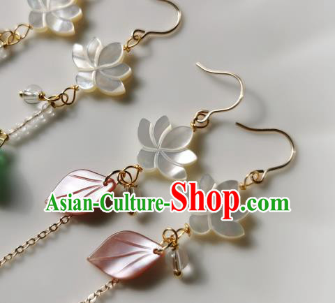 Handmade Chinese Ear Accessories Classical Eardrop Ancient Women Hanfu Shell Lotus Earrings