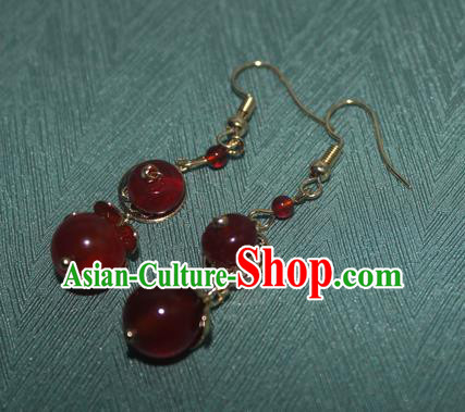 Handmade Chinese Agate Ear Accessories Classical Eardrop Ancient Women Hanfu Bride Earrings