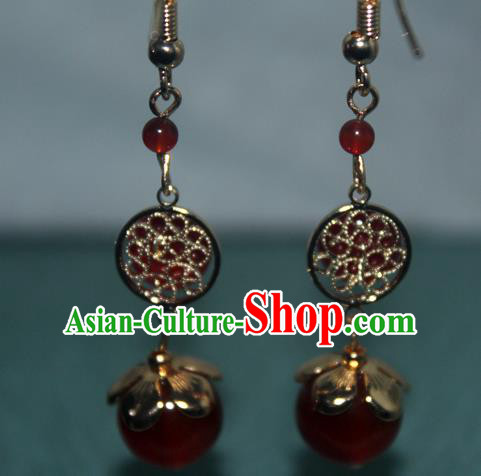 Handmade Chinese Agate Ear Accessories Classical Eardrop Ancient Women Hanfu Bride Earrings