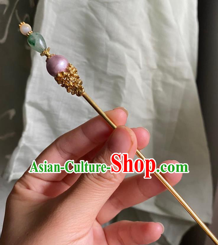Chinese Song Dynasty Court Hairpin Handmade Ancient Empress Hanfu Hair Accessories Glass Hair Clip