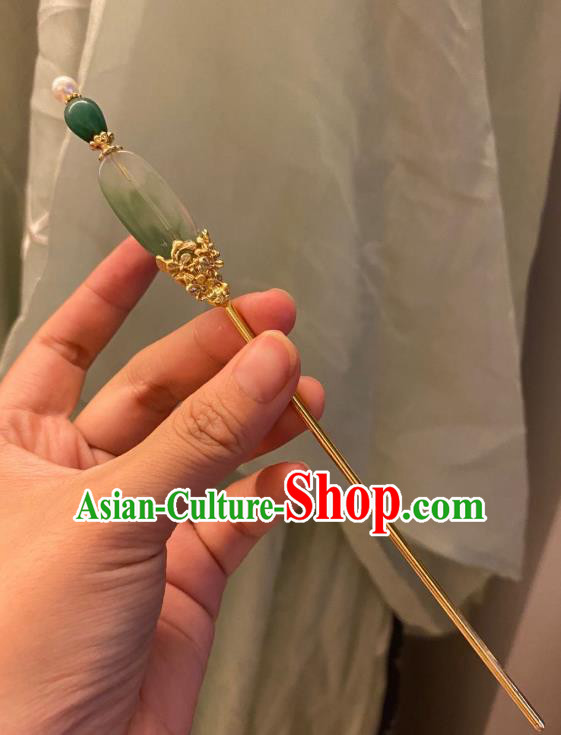 Chinese Ancient Court Empress Golden Hairpin Handmade Hanfu Hair Accessories Pearls Hair Clip