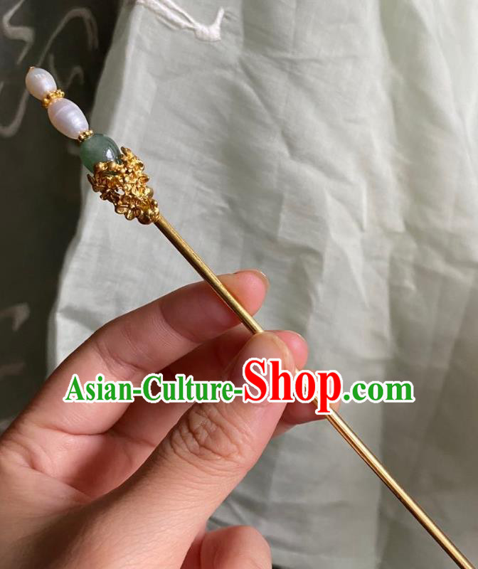 Chinese Ancient Court Empress Hairpin Handmade Hanfu Hair Accessories Golden Hair Clip