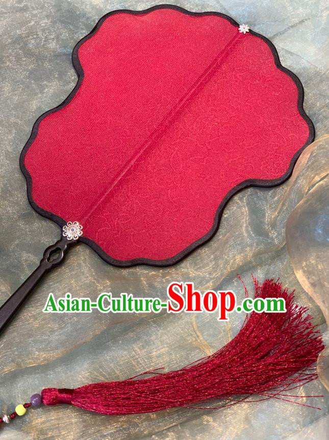 Chinese Classical Hanfu Silk Fan Ancient Song Dynasty Wedding Palace Fans Princess Red Fans
