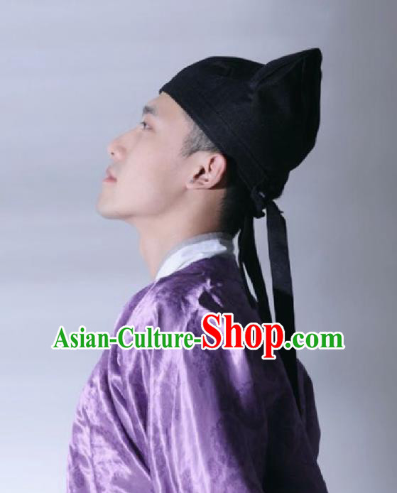 Chinese Classical Hanfu Black Hat Ancient Tang Dynasty Swordsman Headwear for Men