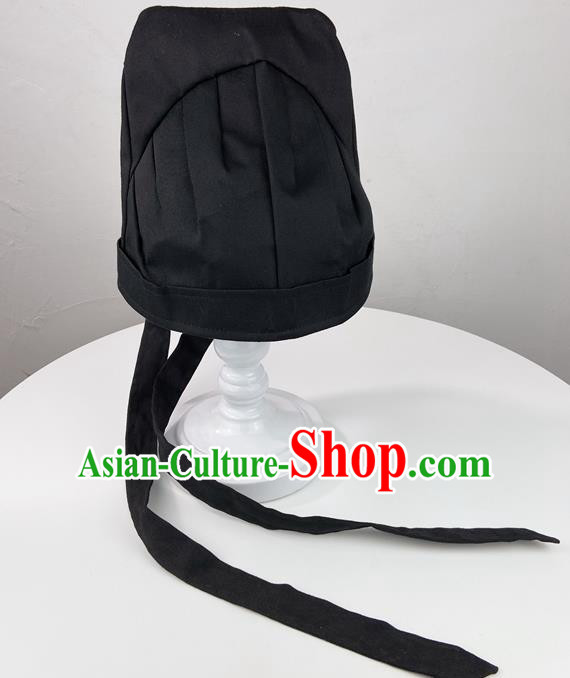 Chinese Classical Hanfu Black Hat Ancient Tang Dynasty Swordsman Headwear for Men