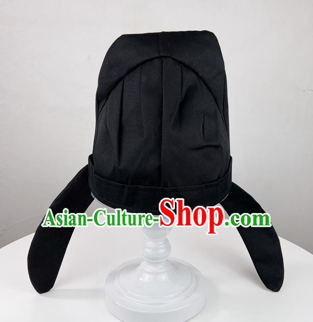 Chinese Classical Ancient Swordsman Hanfu Black Hat Tang Dynasty Imperial Bodyguard Headwear for Men