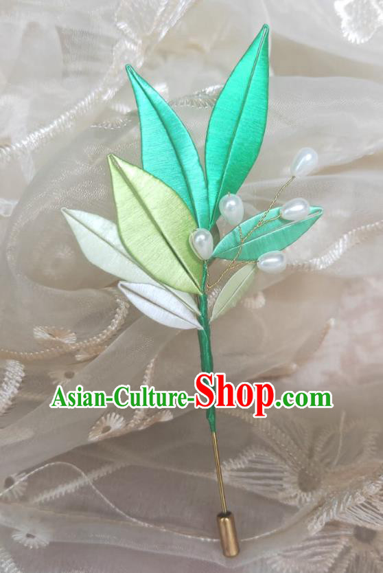 Chinese Ancient Princess Silk Leaf Hairpins Hair Accessories Handmade Hanfu Hair Stick