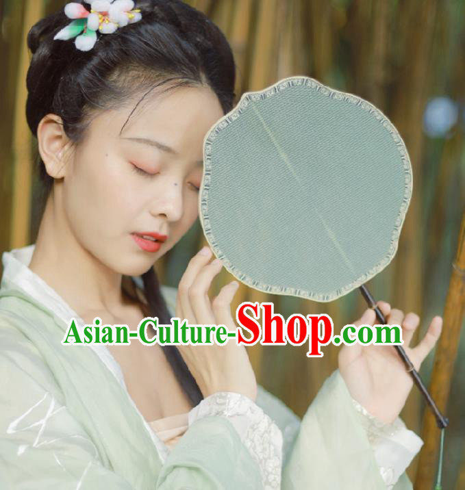 Chinese Classical Ancient Hanfu Light Blue Silk Fan Song Dynasty Imperial Concubine Palace Fans