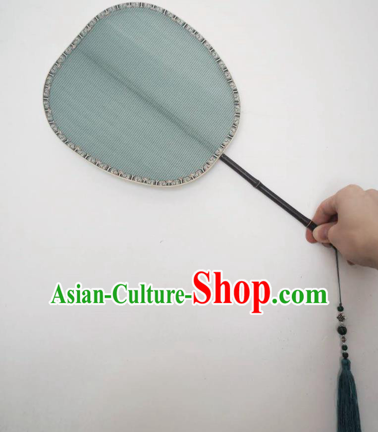Chinese Classical Ancient Hanfu Light Blue Silk Fan Song Dynasty Princess Palm Leaf Palace Fans