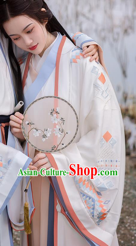 Chinese Ancient Jin Dynasty Princess Hanfu Apparels Traditional Costumes Court Lady Garment Cape Blouse and Skirt Full Set