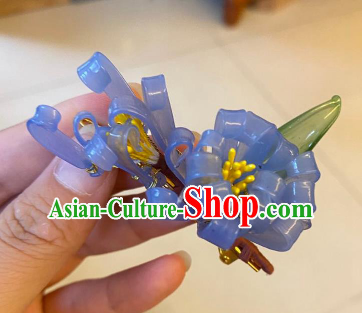 Chinese Ancient Palace Lady Blue Chrysanthemum Hairpins Hair Accessories Handmade Plastic Flowers Hair Comb