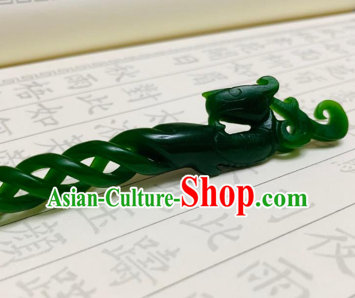 Chinese Ancient Empress Green Hairpins Hair Accessories Handmade Tang Dynasty Palace Hair Stick