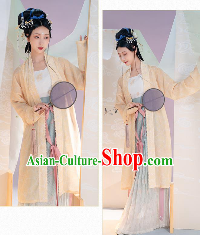 Chinese Ancient Noble Countess Hanfu Dresses Traditional Song Dynasty BeiZi Top Blouse and Skirt Historical Costumes Complete Set